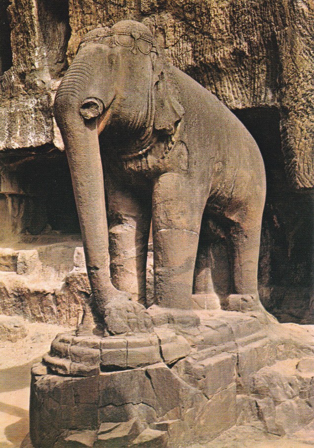 elephant-in-front-of-jain-cave-33-ellora-jainism-postcard