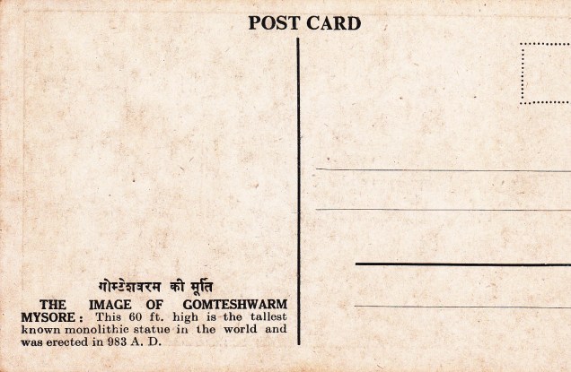 Gomteshwarm Sravana Belgola Jainism Postcardback