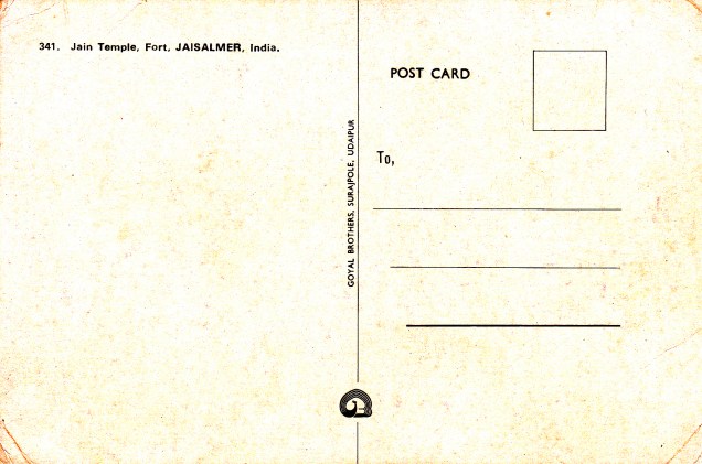 Jaisalmer Jain Temples in the fort Jainism Postcardback